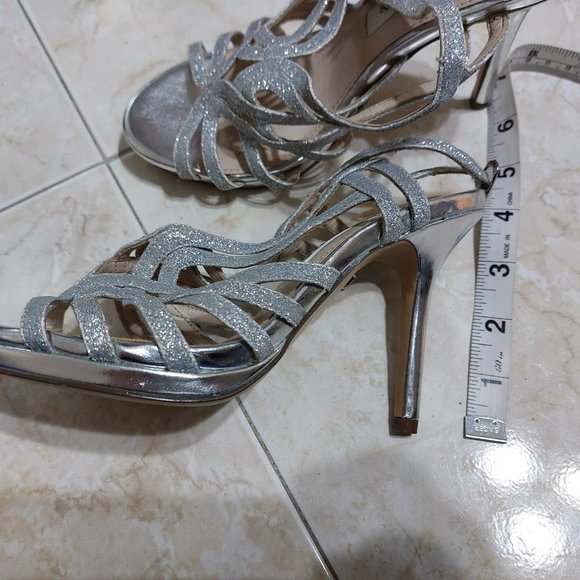NINA Women's Sparkling Glittering Silver Dress Sandals Heels SIZE 5 - Picture 12 of 12